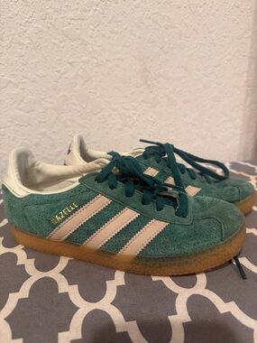 adidas Kids Gazelle Sneakers in Teal with Cream Stripes